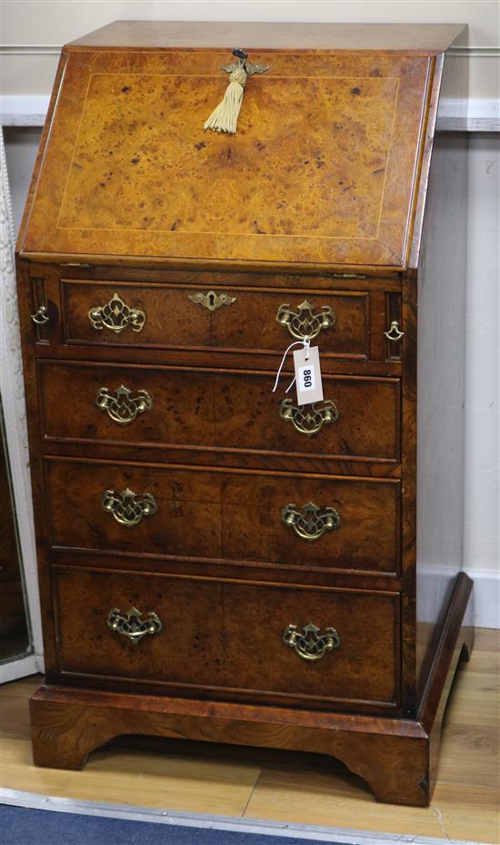 A walnut bureau W.56cm